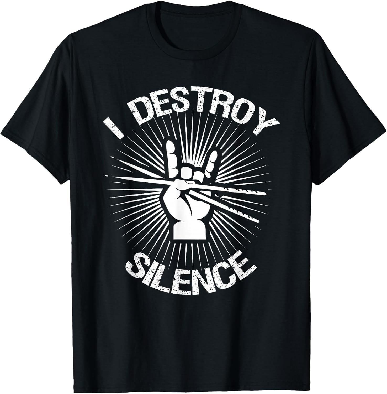 I Destroy Silence Vintage Music Bands Drum Sticks Drummer Unisex , , , Long Sleeve Tee
