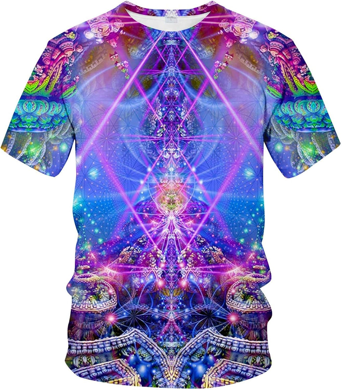 Novelty Mens Crew Neck Print Tee 3D Abstract Art Trippy Unisex , , , Long Sleeve Tee