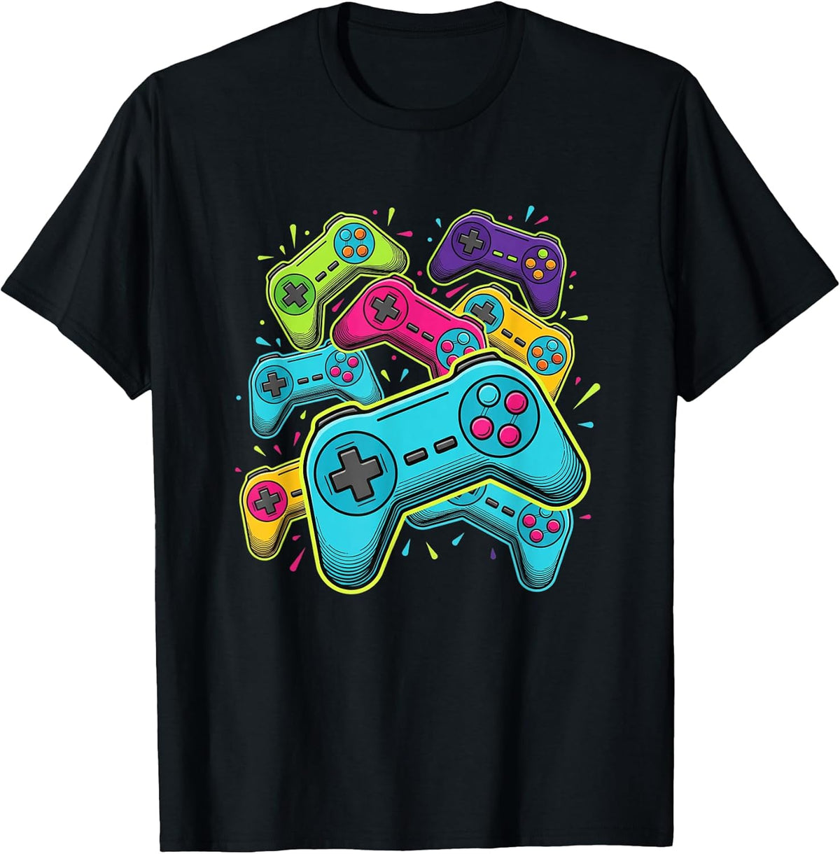 Retro Video Game Controllers Colorful Gaming Art for Gamers Unisex , , , Long Sleeve Tee