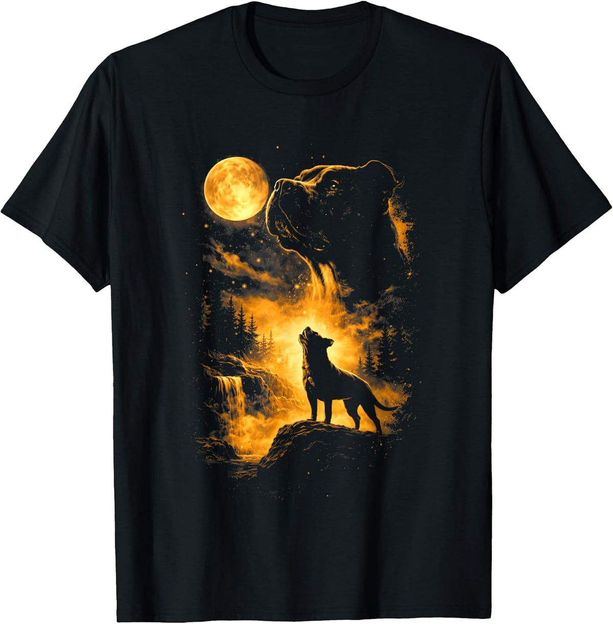 Pitbull Howling At The Moon Dog Lover Night Forest Wolf Art Unisex , , , Long Sleeve Tee