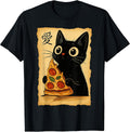 Japanese Kawaii Anime Cat Pizza Aesthetic Cat Eating Pizza Unisex , , , Long Sleeve Tee