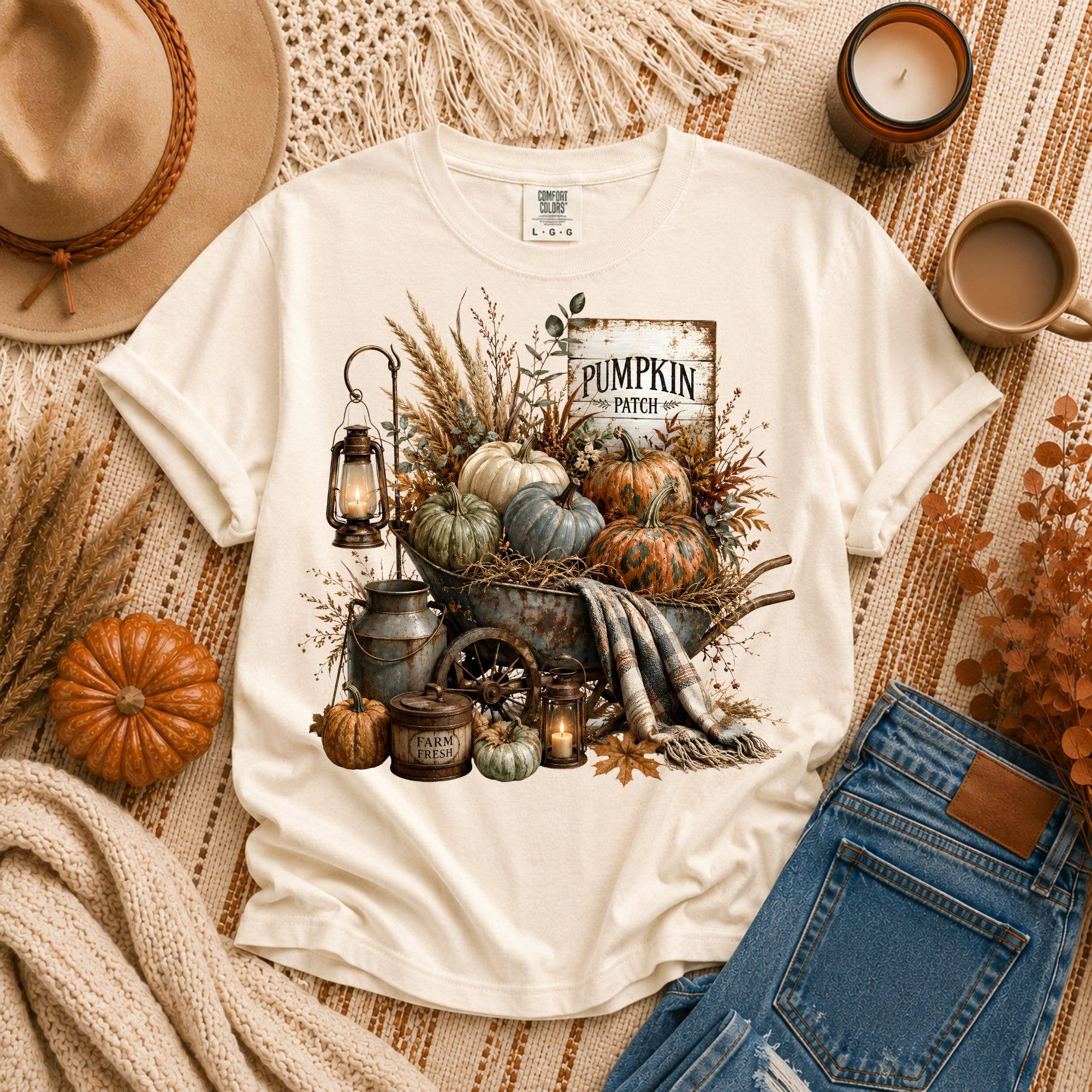 Vintage Pumpkin Patch Comfort Colors Tee Fall Halloween
