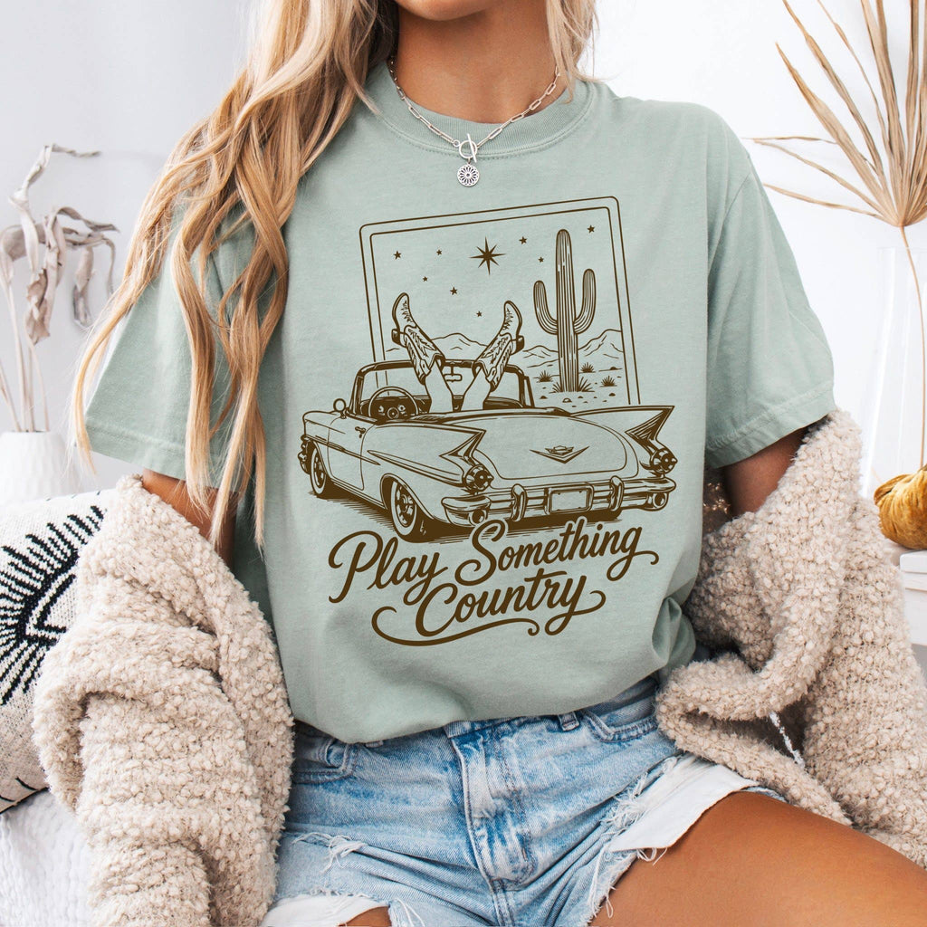 Play Something Country Comfort Colors Tee Western Cowboy