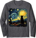 Cat Starry Night Van Gogh Cat for Cat Lover Cat Mom Cat Dad Long Sleeve Unisex , , , Long Sleeve Tee