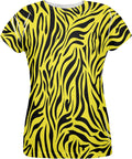Zebra Print Yellow All Over Womens Unisex , , , Long Sleeve Tee
