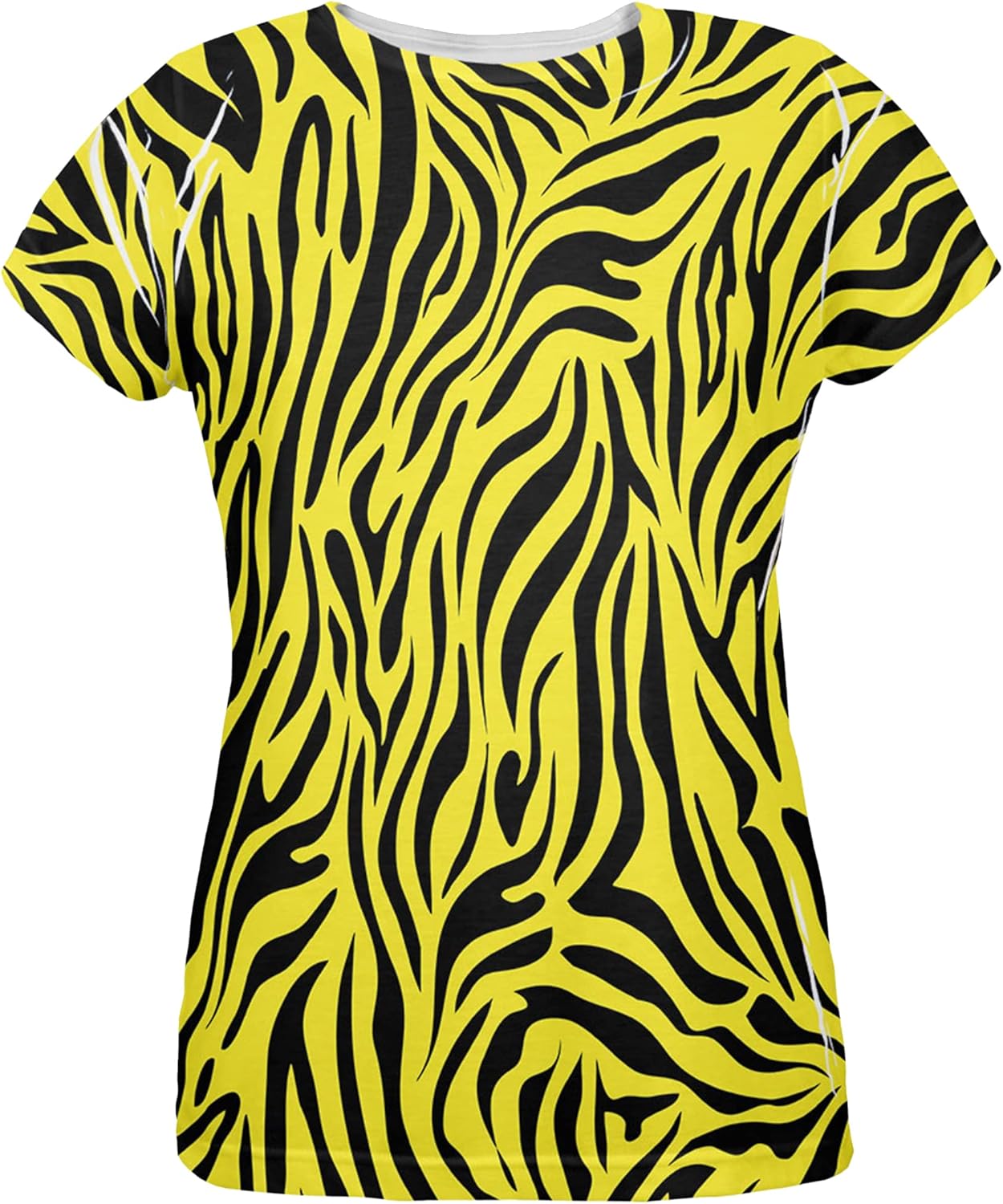 Zebra Print Yellow All Over Womens Unisex , , , Long Sleeve Tee