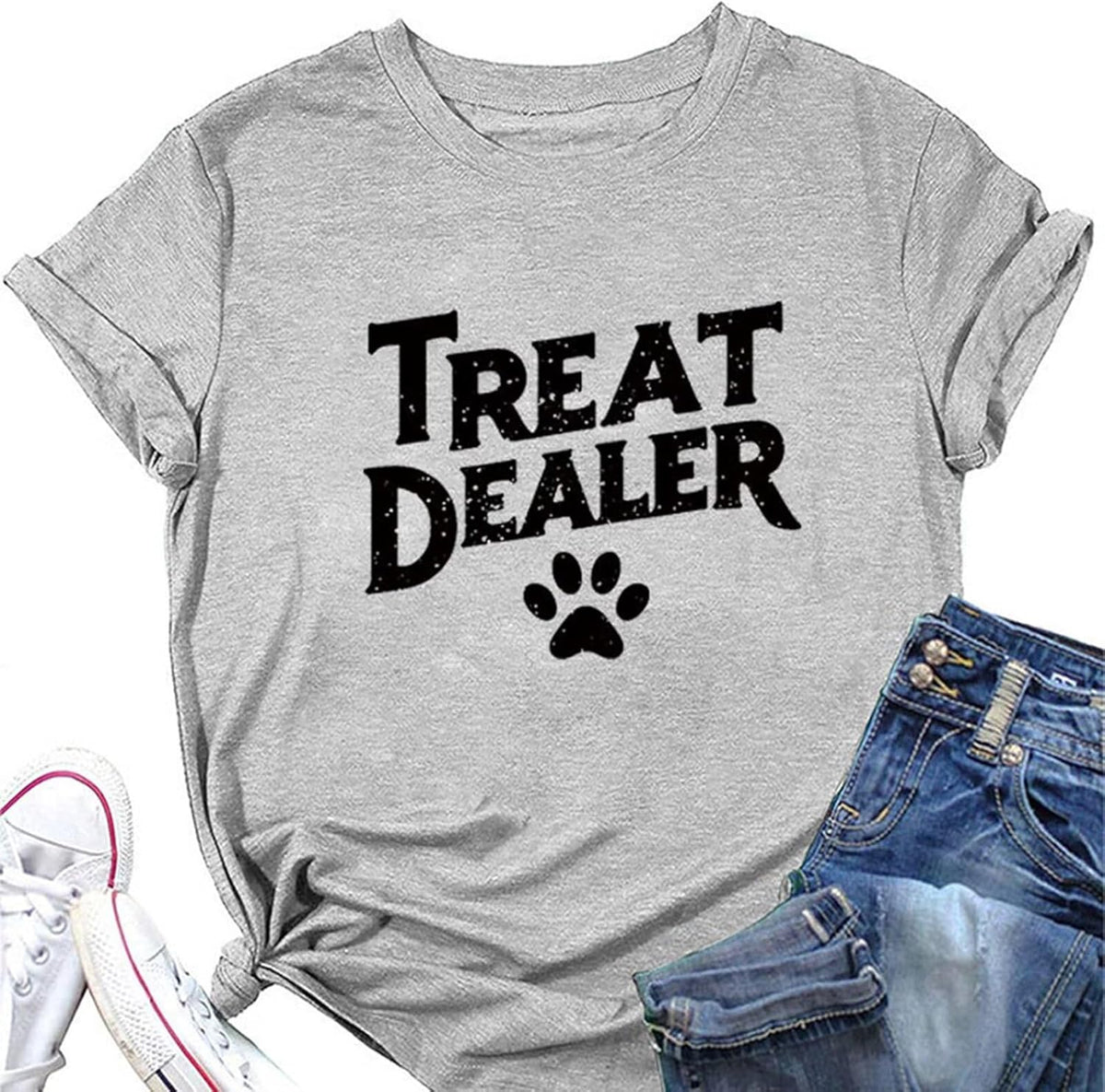 Women's Casual Treat Dealer , Humor Dog Lover Tee, Funny Tops Unisex , , , Long Sleeve Tee