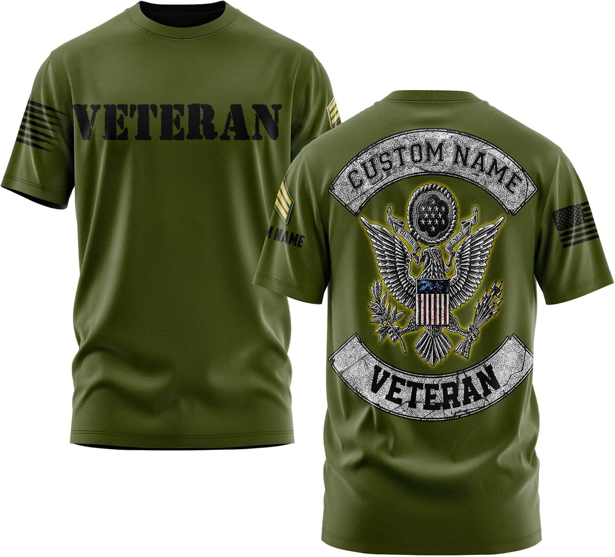 Personalized Veteran & Military Rank Insignia for Men, Army Military All Over Prints Shirt
