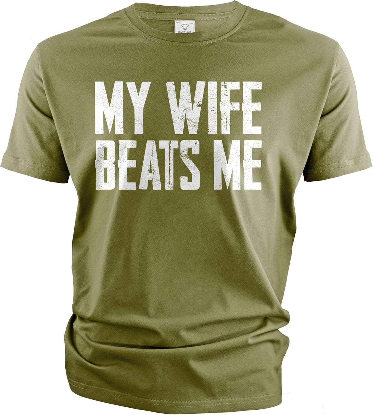 Men's Funny Tee Shirt Husband Birthday Sarcastic My Wife Beats me Humor Tshirt Papa dad