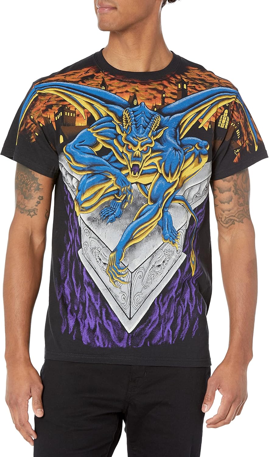 Mens Liquid Blue Fantasy Gargoyle All Over Print Unisex , , , Long Sleeve Tee