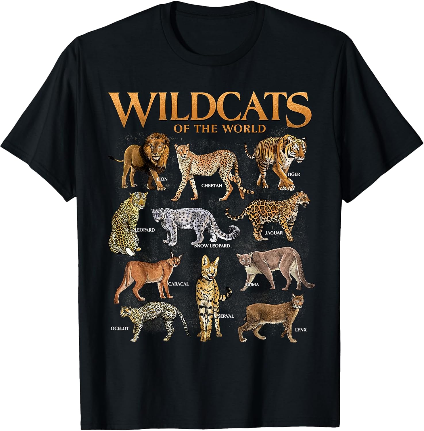 Wild Cats Animals of The World Educational Wild Animal Lover Unisex , , , Long Sleeve Tee