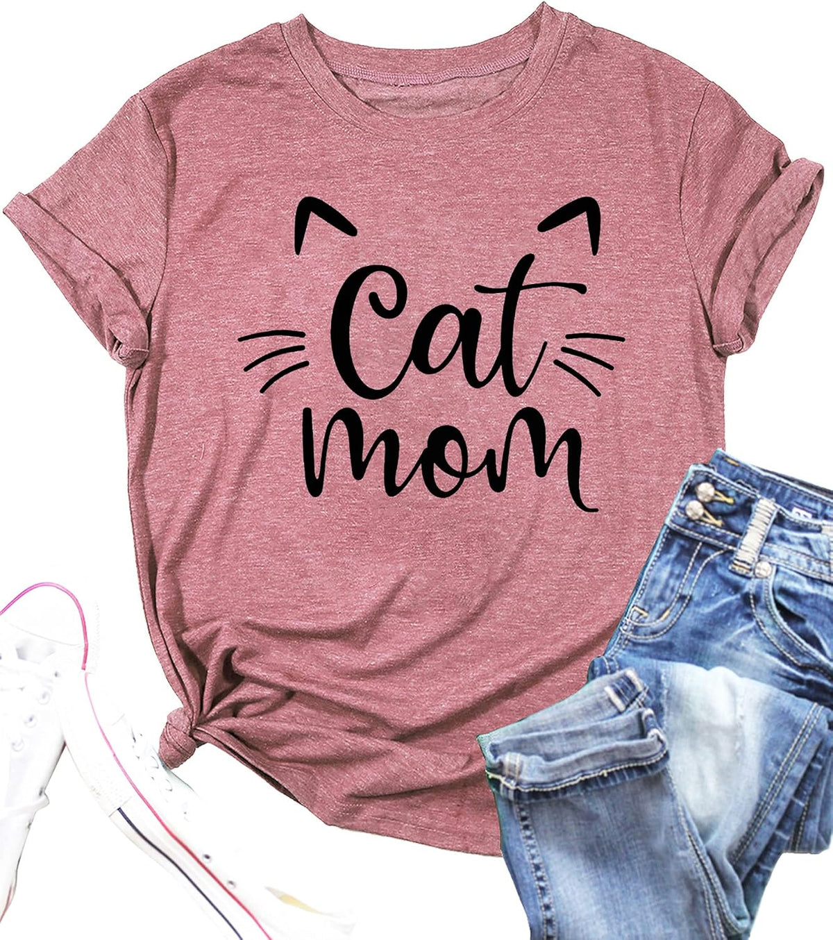Cat Mom Shirts for Women Cat Mama Pet Lover Gifts Shirts Funny Cat Graphic Tees Shirts