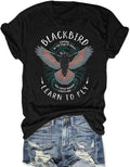 Women Rock Band T Shirt Black Bird Shirt Vintage Retro Music Graphic Tees Concert Outfit Short Sleeve Tops