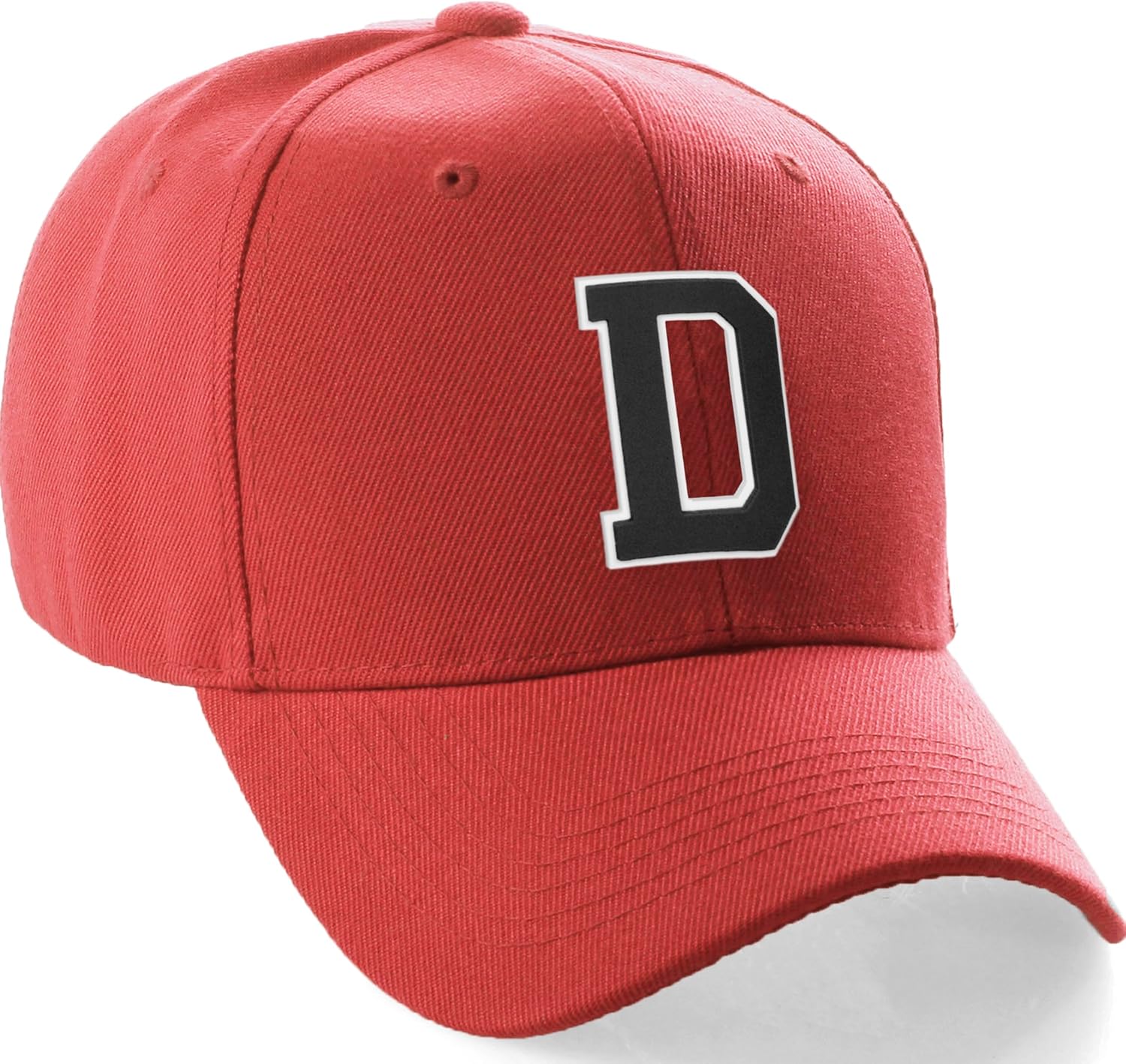 Classic Baseball Hat Custom A to Z Initial Team Letter, Red Cap White Black Unisex , , , Long Sleeve Tee