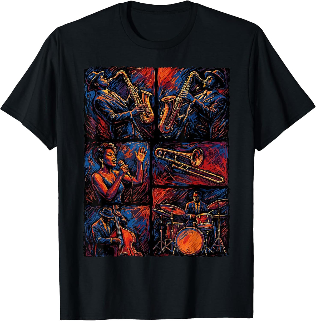 Artistic Jazz Band Musicians Vintage Jazz Music Lover Unisex , , , Long Sleeve Tee