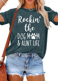 Dog Mom Shirt Women Funny Dog Paw Graphic Shirt Rockin' The Dogs Mom Aunt Life Tshirt Dogs Lover Short Sleeve Tops