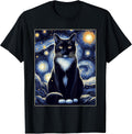 Tuxedo Cat Starry Night Shirt Van Gogh Painting Cat Lover Unisex , , , Long Sleeve Tee
