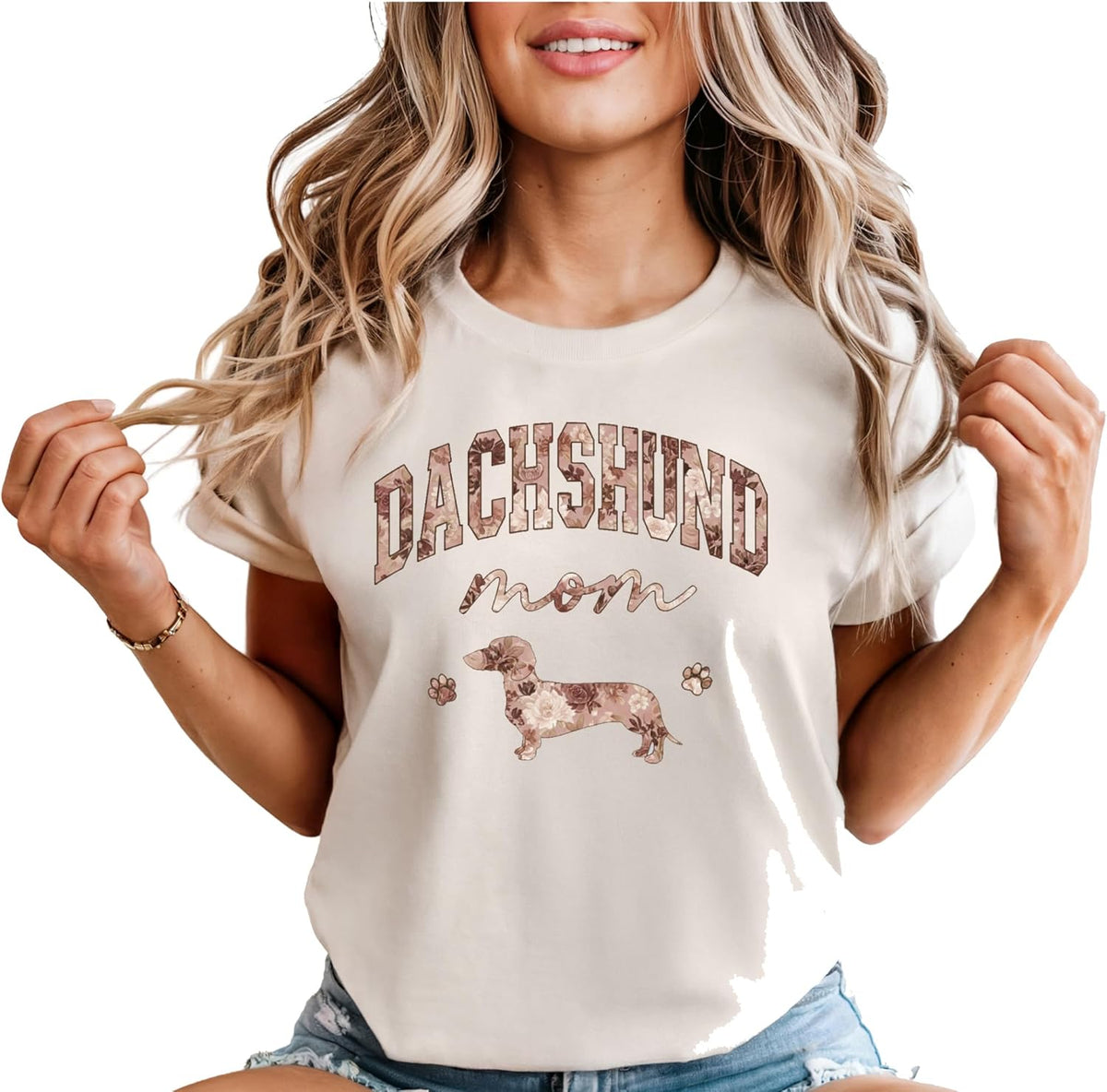 Dachshund Mom Shirt, Floral Dog Lover , Cute Wiener Dog Gift for Dachshund Mama Multi