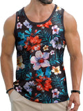Men's Hawaiian Tank Tops Tropical Funky Floral Beach Tops Sleeveless Basic Breathable Aloha Tee Summer