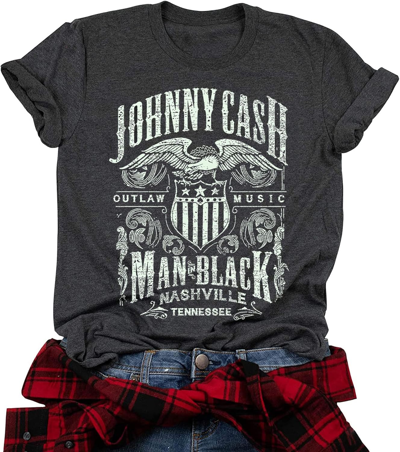 Cash Graphic Shirt Tees Women Vintage Country Music Casual Band Music Lovers Top Tee