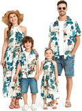 Family Hawaiian Matching Outfits Mommy and Me Outfits Caribbean Vacation Summer Tropical Halter Sundresses and Shirts
