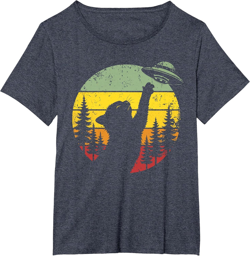 Alien Cat Sunset UFO Day Merch...