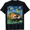 Sleeping Calico Cat Starry Night Animal Lover Pet Artwork Unisex , , , Long Sleeve Tee