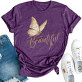 Women’s Butterfly Top Vintage Aesthetic Graphic T Shirt, Crew Neck Short Sleeve Blouse Casual