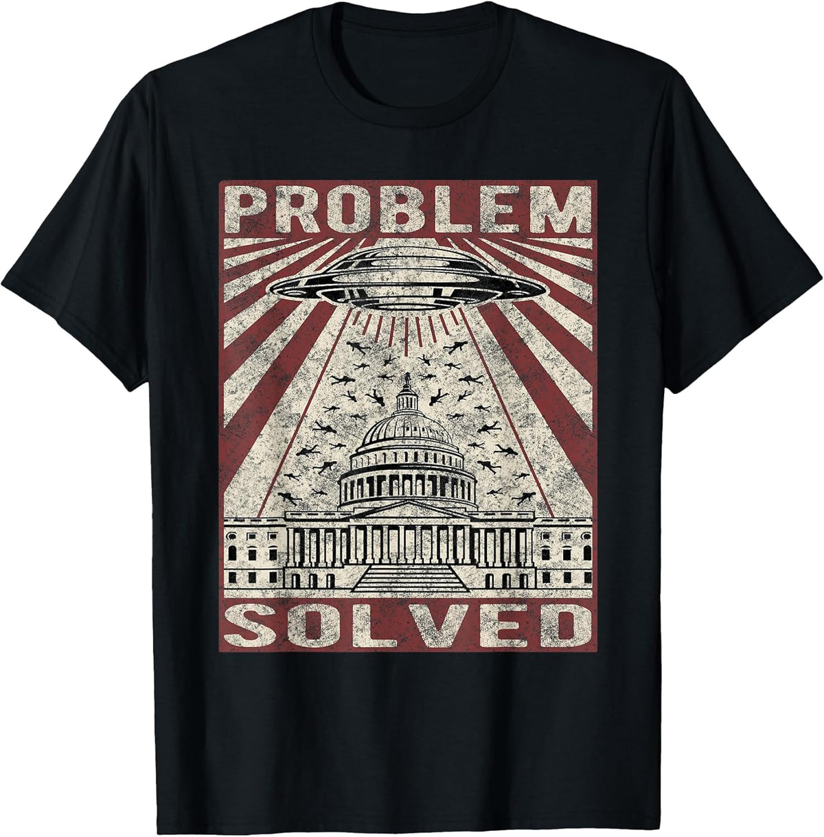 Funny UFO Problem Solved Political Humor Sarcastic Unisex , , , Long Sleeve Tee