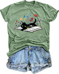 Cat Shirts for Women: Cat Mom Flower Graphic Tees Animal Lover Gifts Casual Short Sleeve Tops