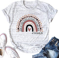 Women Teacher Life Shirt Rainbow Leopard Graphic Tee Kindergarten Teachers Gift T Shirt Inspirational Tops