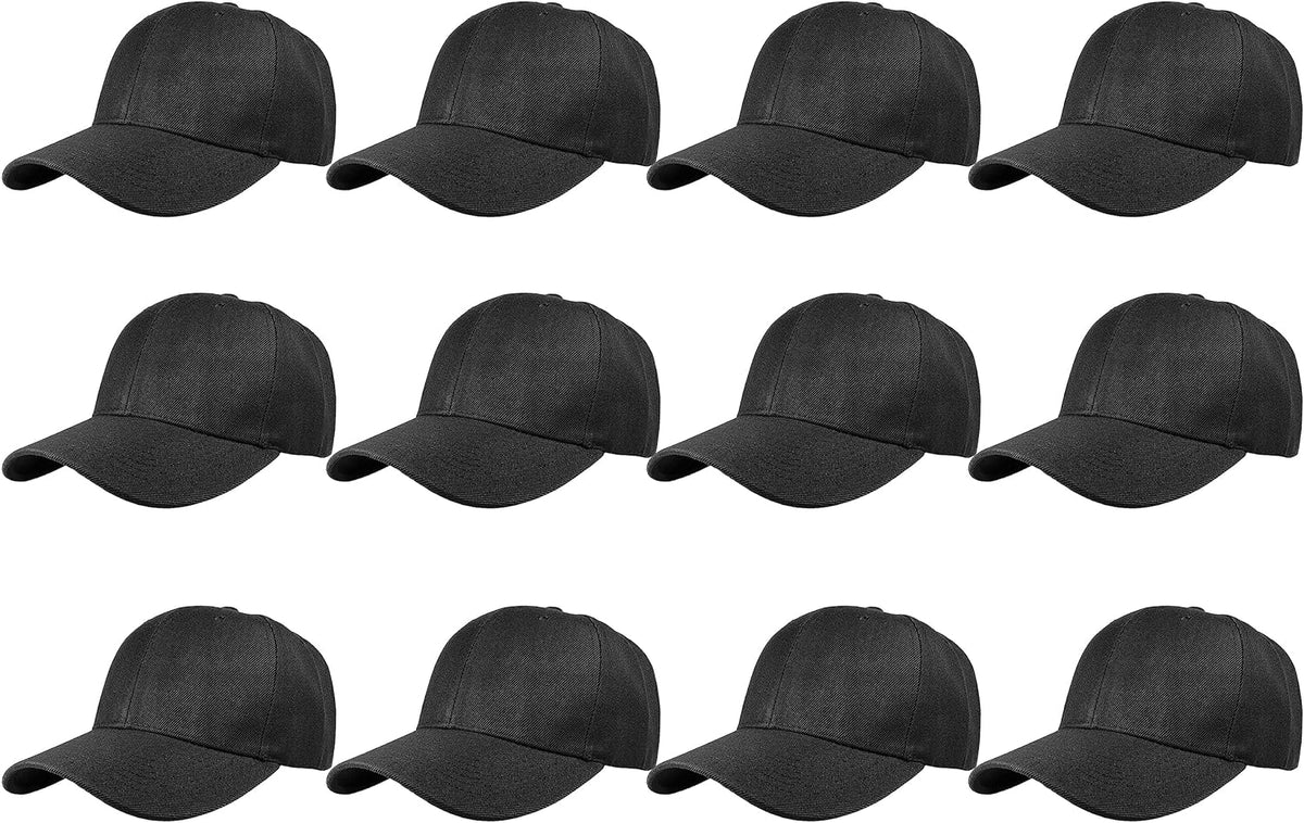 Plain Blank Baseball Caps Adjustable Back Strap Wholesale LOT 12 PC'S Unisex , , , Long Sleeve Tee