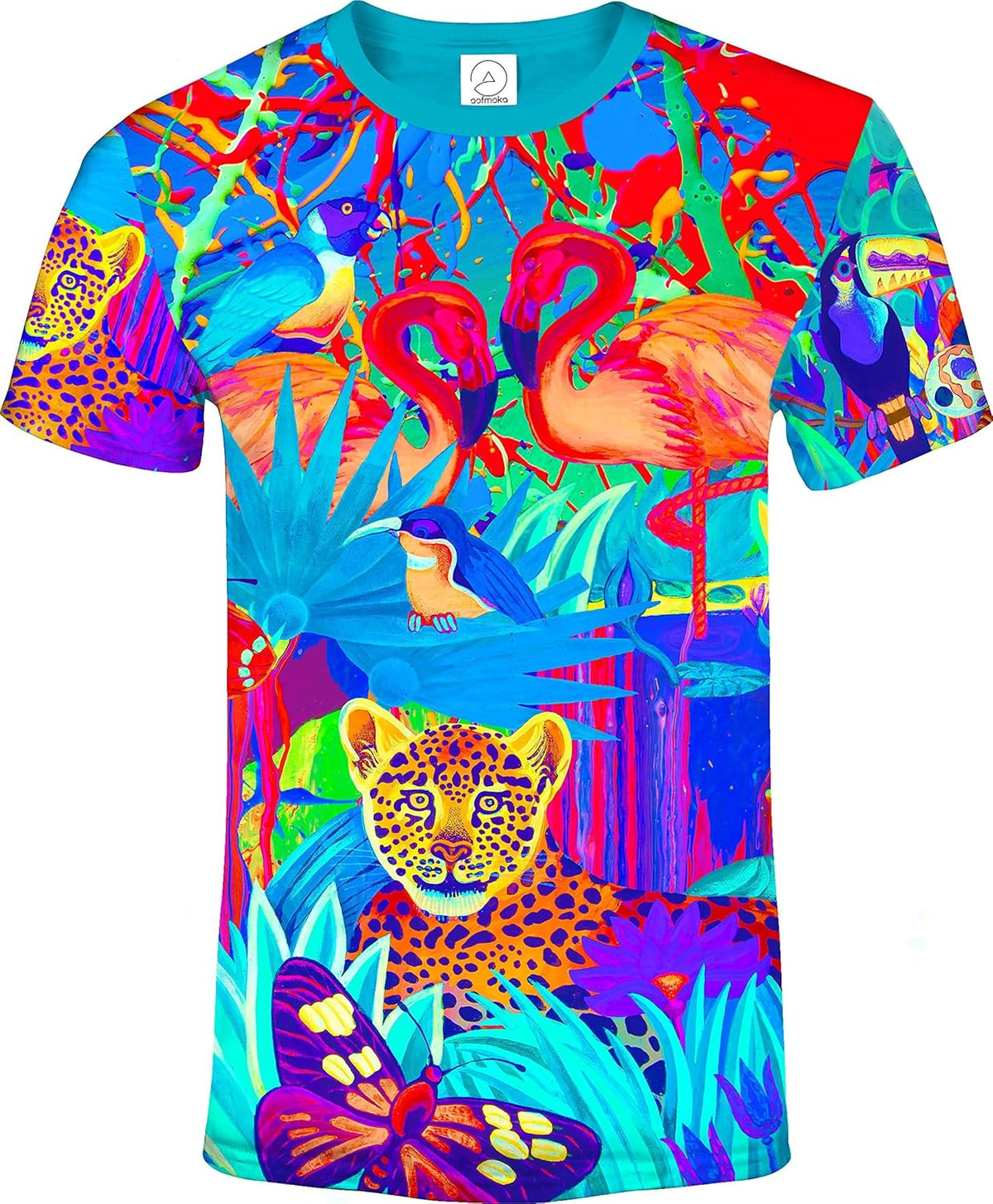 Neon Glow Blacklight UV Reactive Party Rave Handmade Art Tee Sport Top Workout Shirt Women Unisex Men Design
