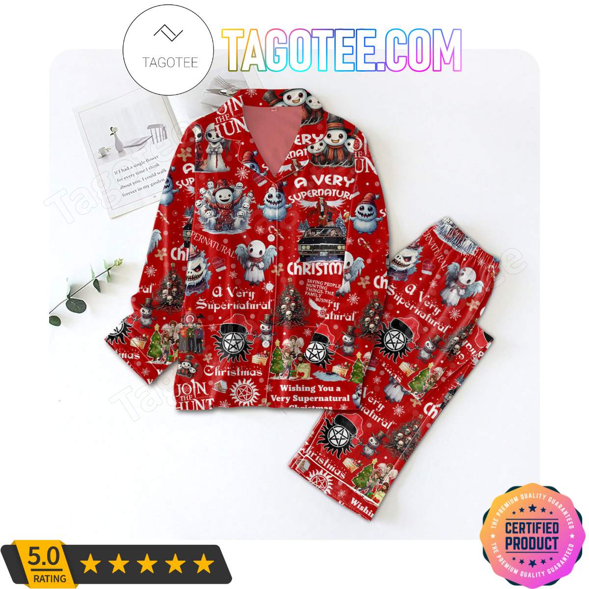 A Very Supernatural Christmas Shirt Pant PJ Pajamas Set