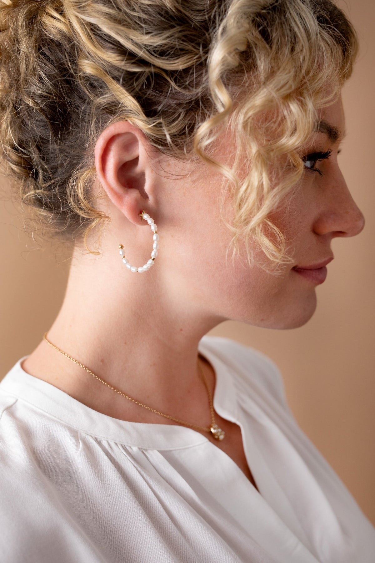 Rice Pearl Hoop Earring T-Shirts