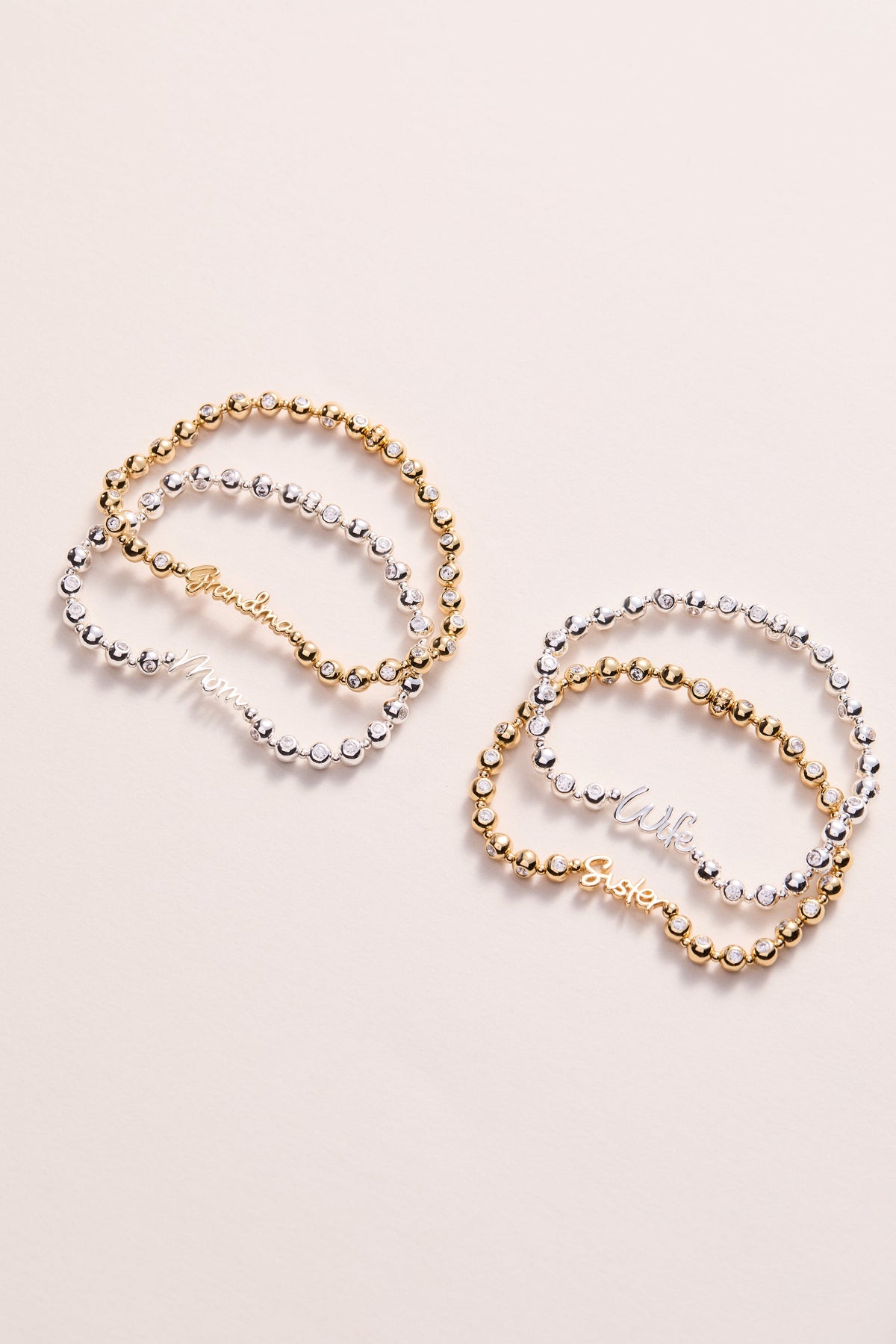 Mom Elongated Crystal Stretch Bracelet T-Shirts