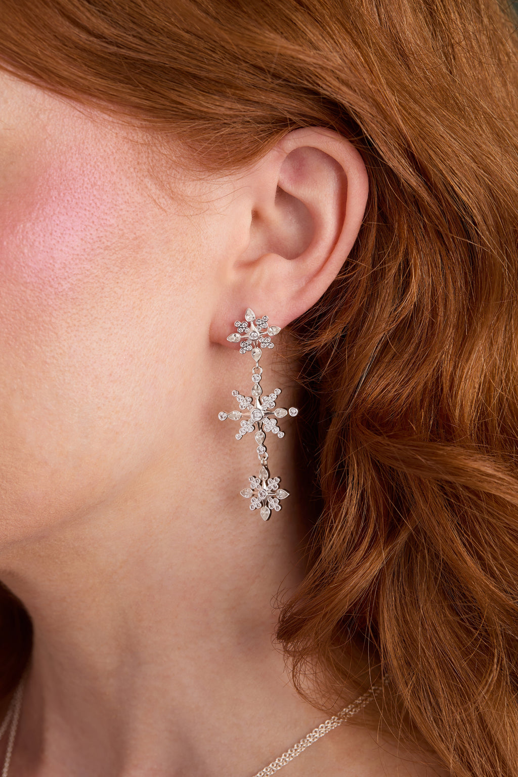 Crystal Snowflake Linear Earrings T-Shirts