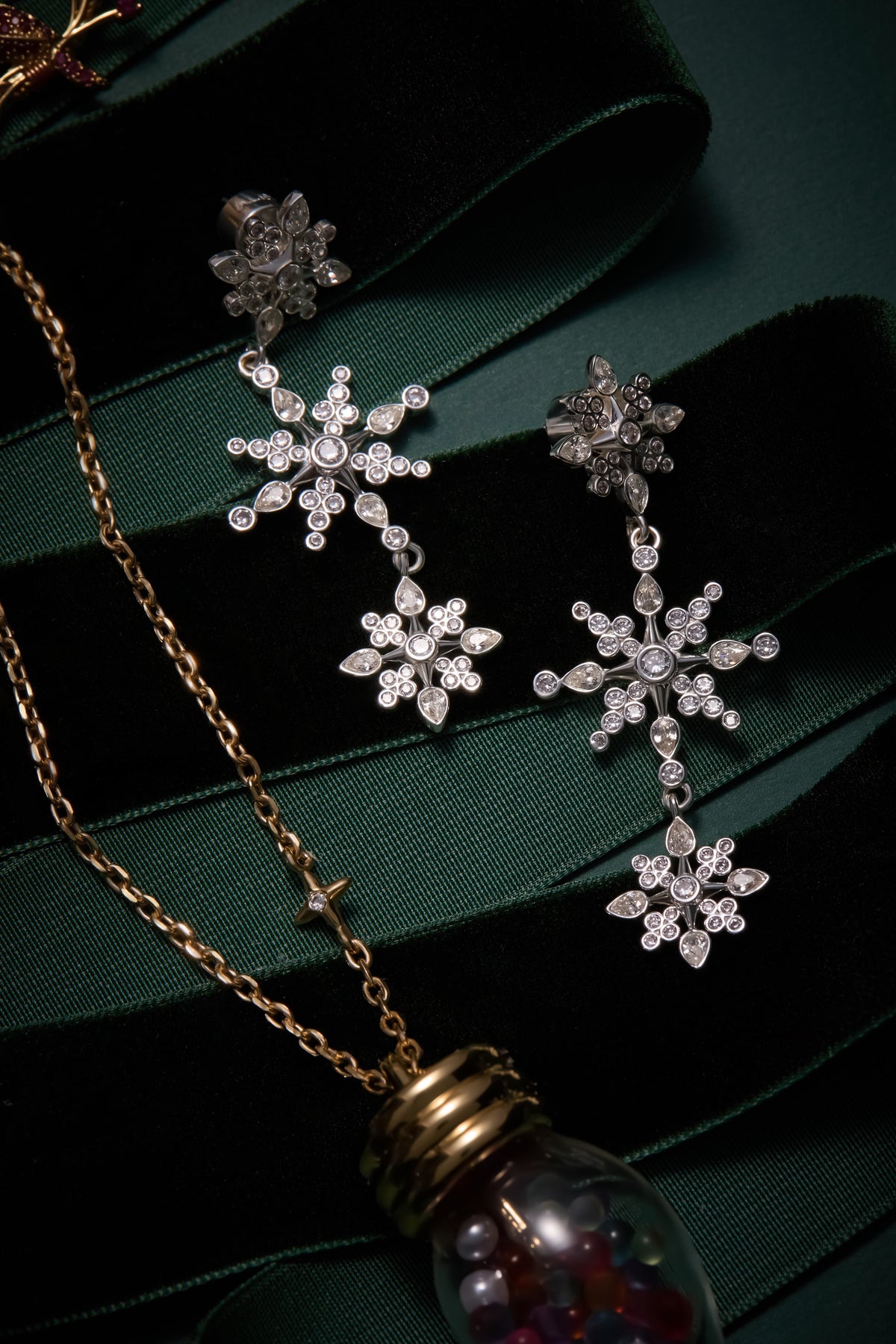 Crystal Snowflake Linear Earrings T-Shirts