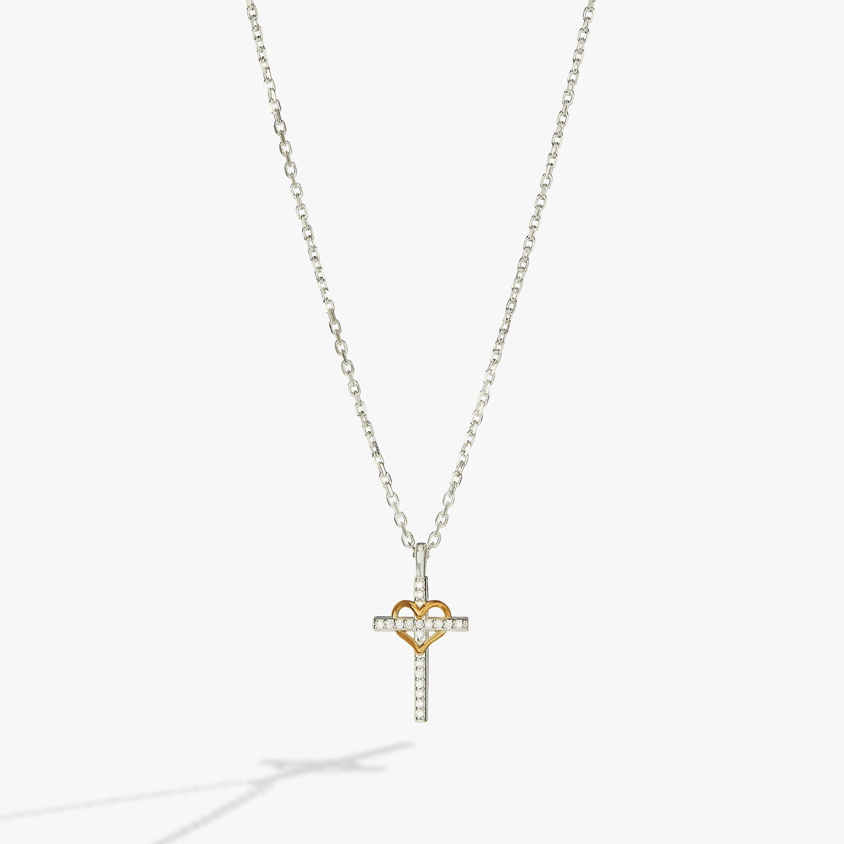 Cross Heart Necklace Sterling Silver T-Shirts