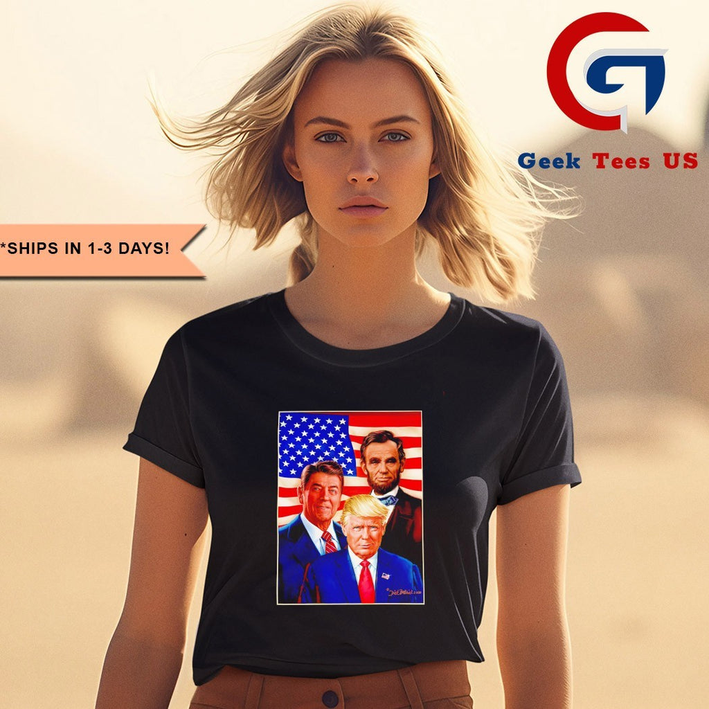 Abraham Lincoln Ronald Reagan and Donald Trump White House Paintings shirt