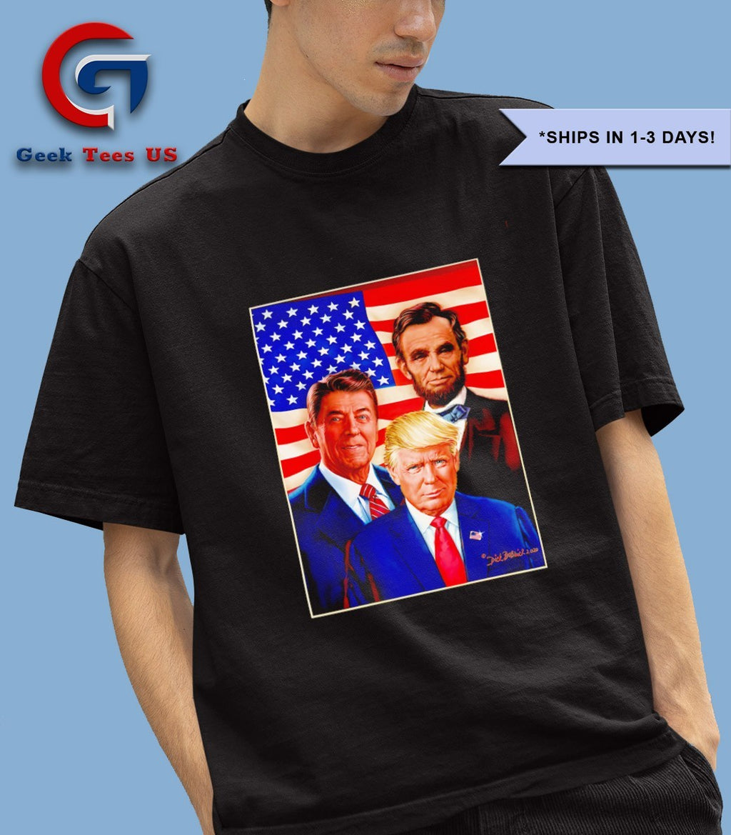 Abraham Lincoln Ronald Reagan and Donald Trump White House Paintings shirt