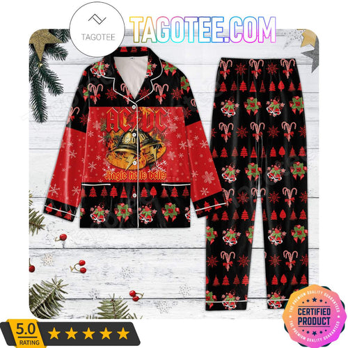 Ac Dc Jingle Hells Bells Christmas Sleepwear Pajama Pjs Set