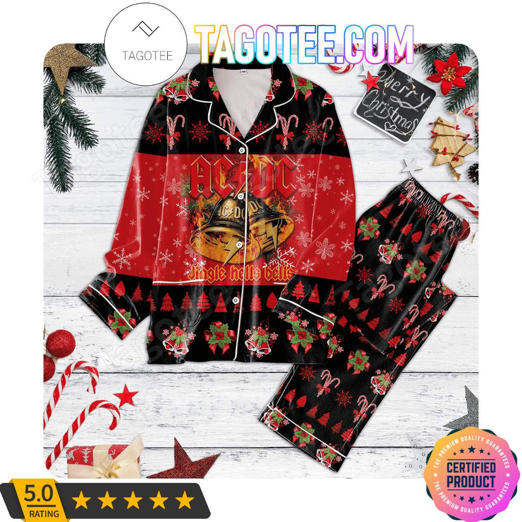 Ac Dc Jingle Hells Bells Christmas Sleepwear Pajama Pjs Set