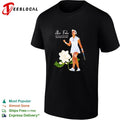 Alex Eala celebrating with clenched fist holding tennis racket once it grows shirt