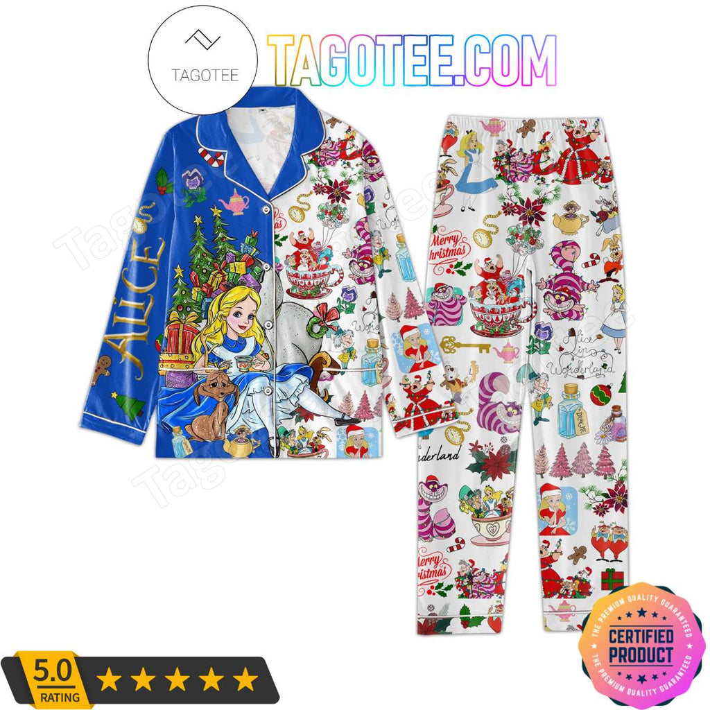 Alice In Wonderland Merry Christmas Shirt Pant PJ Pajamas Set