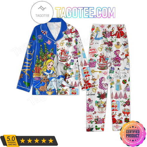 Alice In Wonderland Merry Christmas Shirt Pant PJ Pajamas Set