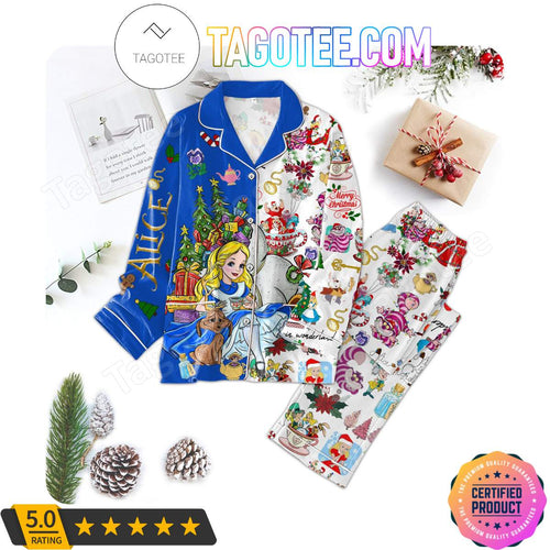 Alice In Wonderland Merry Christmas Shirt Pant PJ Pajamas Set
