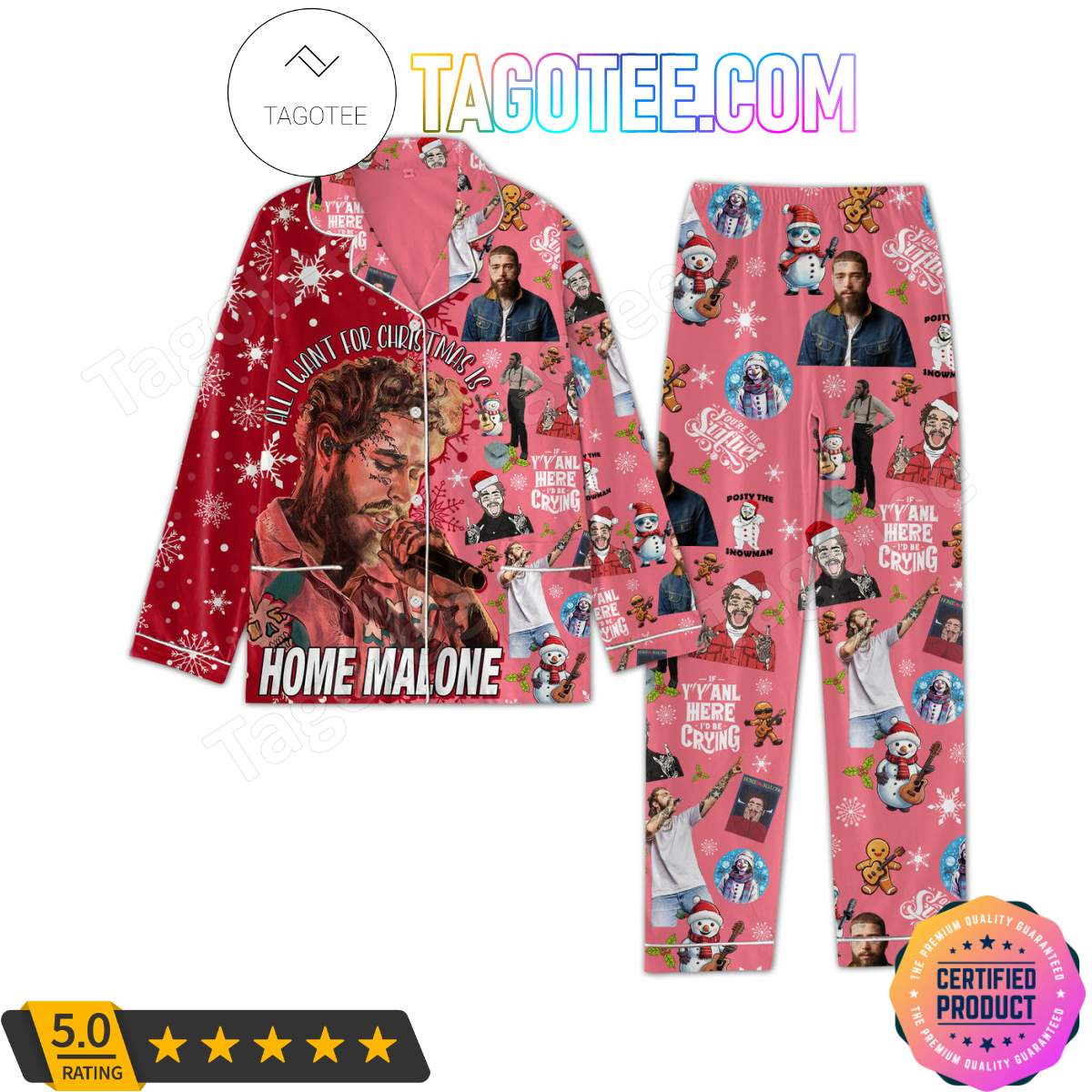 All I Want For Christmas Is Home Malone Shirt Pant PJ Pajamas Set