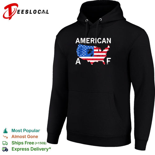 American AF USA map covered in flag with political figure profile silhouette shirt