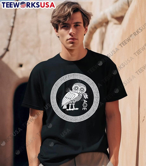 Ancient Greek Philosophy Aesthetic Owl AOE Symbol shirt